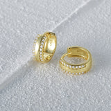 925 Silver Micro-inlaid Zircon Hoop Earrings 9mm - Women