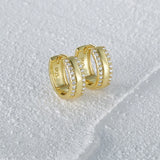 925 Silver Micro-inlaid Zircon Hoop Earrings 9mm - Women