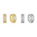 925 Silver Micro-inlaid Zircon Hoop Earrings 9mm - Women