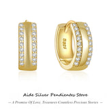 925 Silver Micro-inlaid Zircon Hoop Earrings 9mm - Women