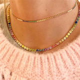 Colorful Zircon Clavicle Necklace Choker Collares Bijoux Party Gift