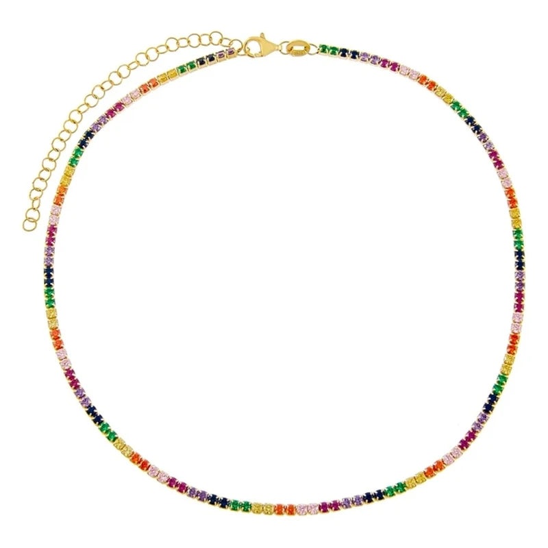 Colorful Zircon Clavicle Necklace Choker Collares Bijoux Party Gift