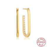 925 Sterling Silver CZ Ear Studs for Women - U-shaped Design
