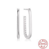 925 Sterling Silver CZ Ear Studs for Women - U-shaped Design