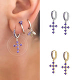 18K 925 Silver Hoop Earrings for Women Crystal Huggie Earrings