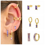 18K 925 Silver Hoop Earrings for Women Crystal Huggie Earrings