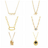 18K Summer Mama Clavicle Chain Necklace CZ