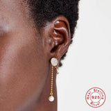18K Plated Long Chain Tassel Stud Earring