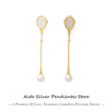18K Plated Long Chain Tassel Stud Earring
