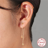 18K Plated Long Chain Tassel Stud Earring
