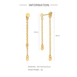 18K Plated Long Chain Tassel Stud Earring