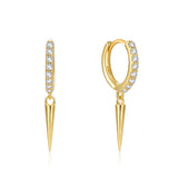 18k Silver Zircon Star Hoops Earrings For Women