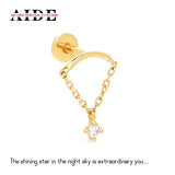 925 Sterling Silver Zircon Tassel Chain Stud Earring For Women