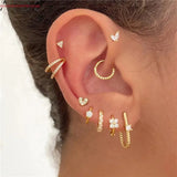 925 Sterling Silver Stud Earrings For Women Cartilage Earrings