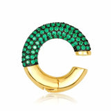 925 Silver Green Zircon Ear Cuff Woman Clip Earring