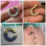 925 Silver Green Zircon Ear Cuff Woman Clip Earring