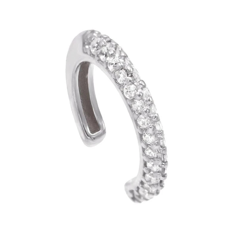 925 Sterling Silver Rose Ear Cuff Clip-On Earrings