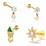 925 Sterling Silver Mini Tassel Lightning Moon Stud Earring