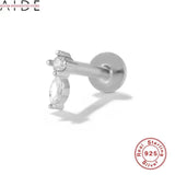 925 Silver Cartilage Stud Earrings Lightning Moon Jewelry