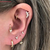 925 Silver Cartilage Stud Earrings Lightning Moon Jewelry