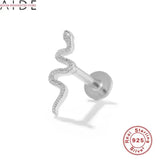 925 Silver Cartilage Stud Earrings Lightning Moon Jewelry