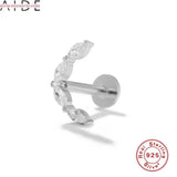 925 Silver Cartilage Stud Earrings Lightning Moon Jewelry