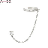 925 Sterling Silver Diamond Ear Clip Tassel Earrings for Women