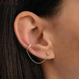 925 Sterling Silver Diamond Ear Clip Tassel Earrings for Women