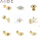 925 Sterling Silver Evil Eye Stud Earrings Women Pierced Cartilage Jewelry