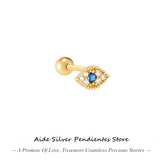 925 Sterling Silver Evil Eye Stud Earrings Women Pierced Cartilage Jewelry