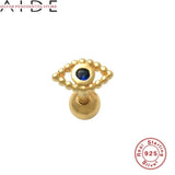 925 Sterling Silver Evil Eye Stud Earrings Women Pierced Cartilage Jewelry