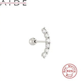 925 Sterling Silver Single Row Diamond Thread Pierced Earrings