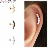 925 Sterling Silver Single Row Diamond Thread Pierced Earrings