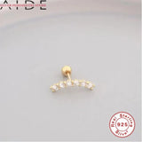 925 Sterling Silver Single Row Diamond Thread Pierced Earrings