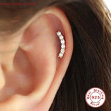 925 Sterling Silver Single Row Diamond Thread Pierced Earrings