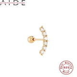 925 Sterling Silver Single Row Diamond Thread Pierced Earrings