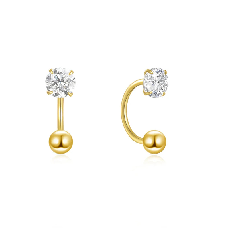925 Sterling Silver U-Shape Ball Stud Earring