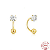 925 Sterling Silver U-Shape Ball Stud Earring