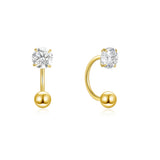 925 Sterling Silver U-Shape Ball Stud Earring