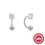 925 Sterling Silver U-Shape Ball Stud Earring