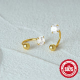 925 Sterling Silver U-Shape Ball Stud Earring