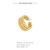 S925 Silver Double Layer Zirconia Clip Earring for Women