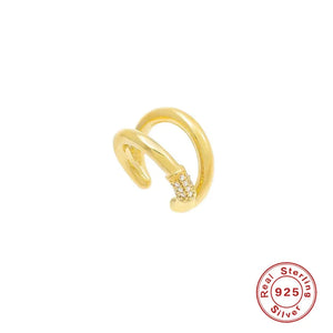 S925 Silver Double Layer Zirconia Clip Earring for Women