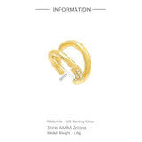 S925 Silver Double Layer Zirconia Clip Earring for Women