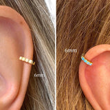 925 Sterling Silver Opal Circle Huggie Earring For Women