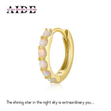 925 Sterling Silver Opal Circle Huggie Earring For Women