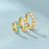 925 Sterling Silver Opal Circle Huggie Earring For Women