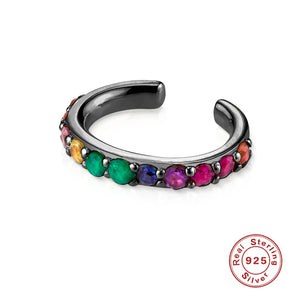 925 Silver Stone Punk Hipster Ear Cuff Stacking Ear Clip Fine Jewelry