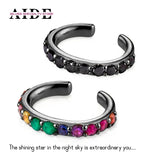 925 Silver Stone Punk Hipster Ear Cuff Stacking Ear Clip Fine Jewelry