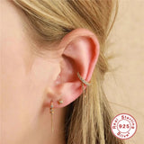 925 Silver Zircon Chain Cuffs Earring For Women